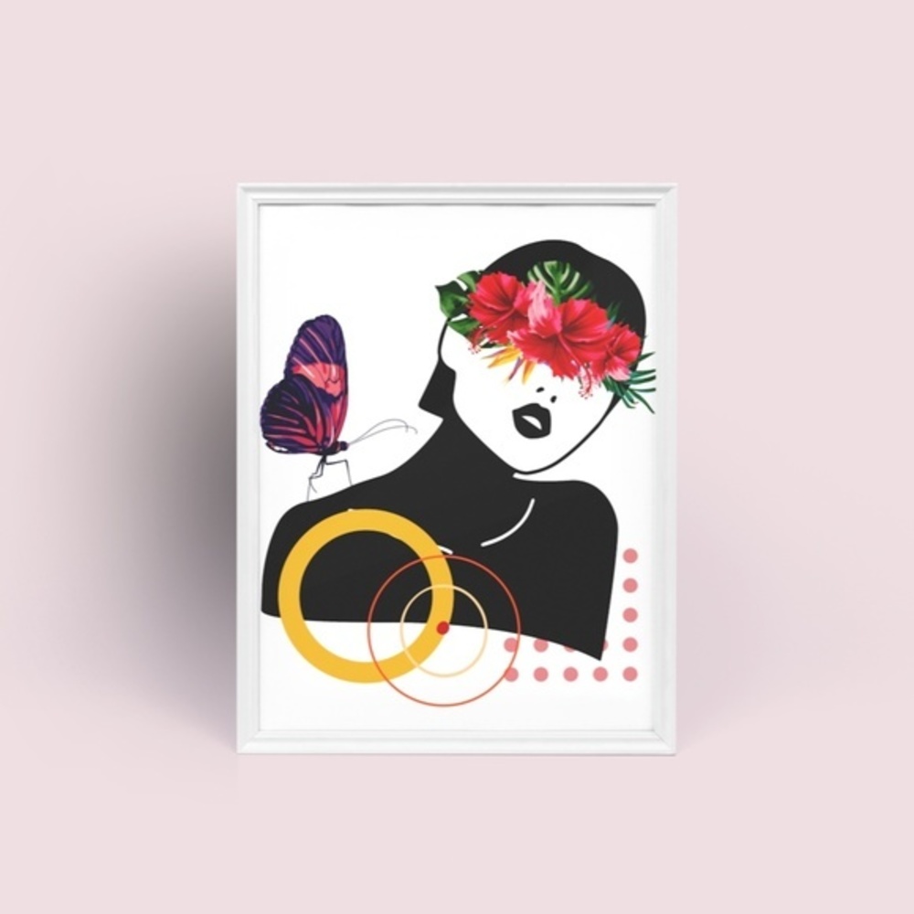 Modern Wall Art Print Tropical Girl Unframed - Picture 9 of 11
